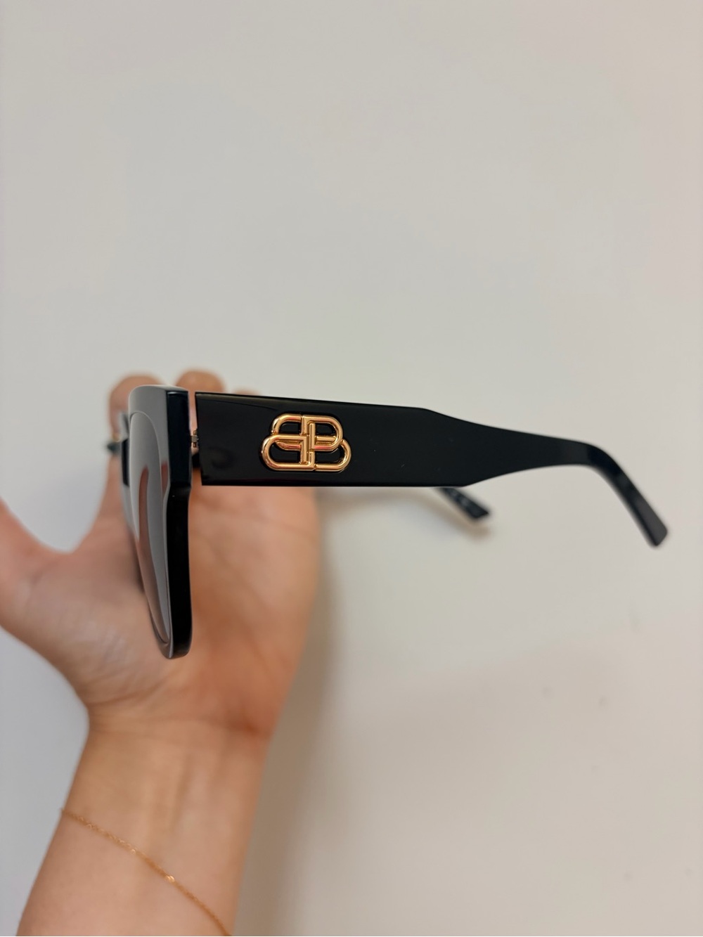 Balenciaga Black Sunglasses with Gold Double-B Logo